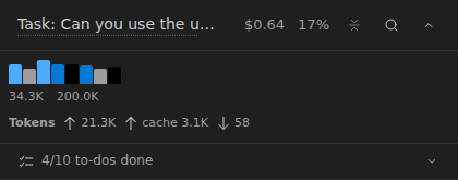 Task header summary showing todo list progress